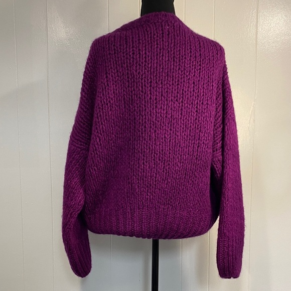FRNCH Chunky Knit Sweater Purple Jewel Tone Oversized Cozy Size Medium - Picture 6 of 9